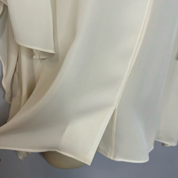 Kobi Halperin Women's Silk Cream V-Neck Short Flutter Sleeve Blouse Lighwiaght S - Picture 6 of 10